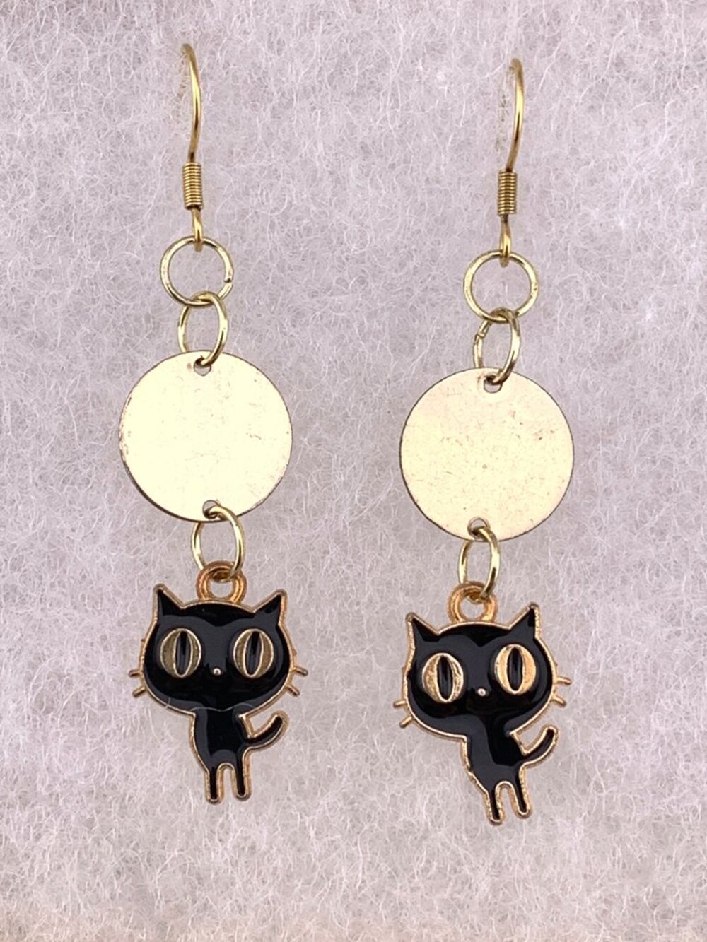 Cute Black Cat Handmade Handcrafted Earrings LR156